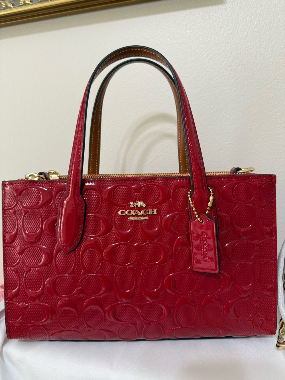 COACH Nina In Signature Glossy Red Patent Leather With Gold Hardware